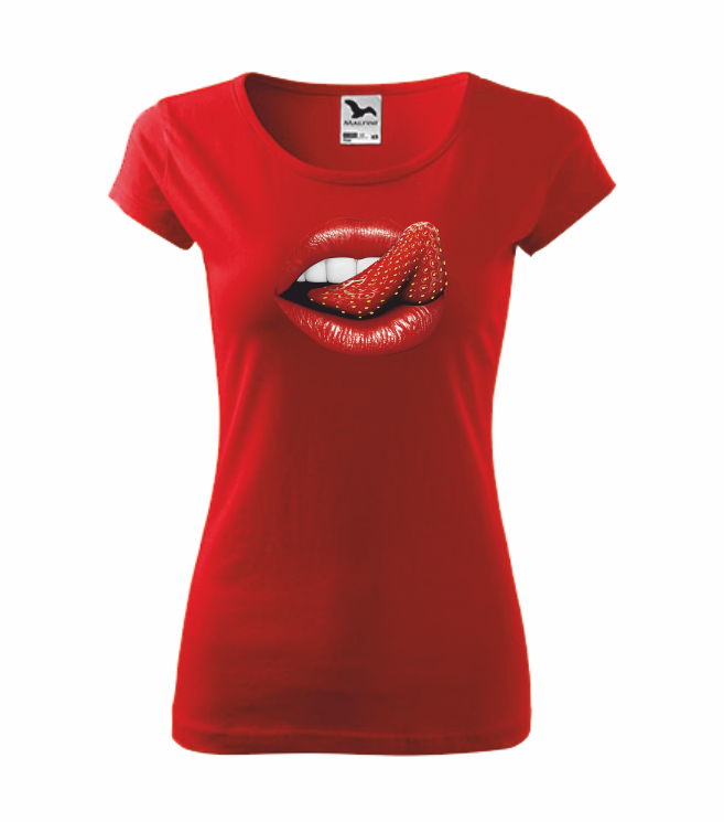 Tričko dámské S JAHODOU Barva: červená, Velikost: XL