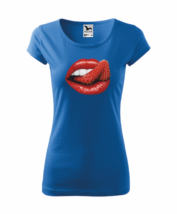 Tričko dámské S JAHODOU Barva: azurově modrá, Velikost: XL