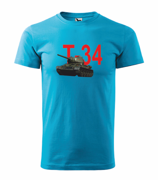 Tričko pánské/dětské TANK T-34 Barva: tyrkysová, Velikost: 3XL