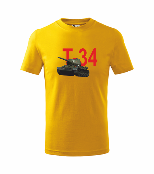 Tričko pánské/dětské TANK T-34 Barva: žlutá, Velikost: 122 cm/6 let
