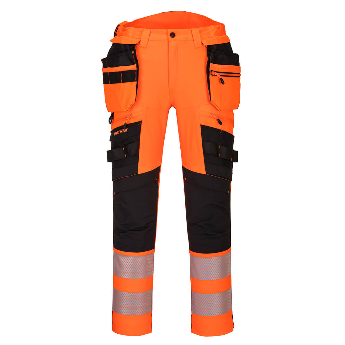 Kapesní kalhoty DX4 Hi-Vis s kapsou na zip Barva: oranžová-černá, Velikost: 30