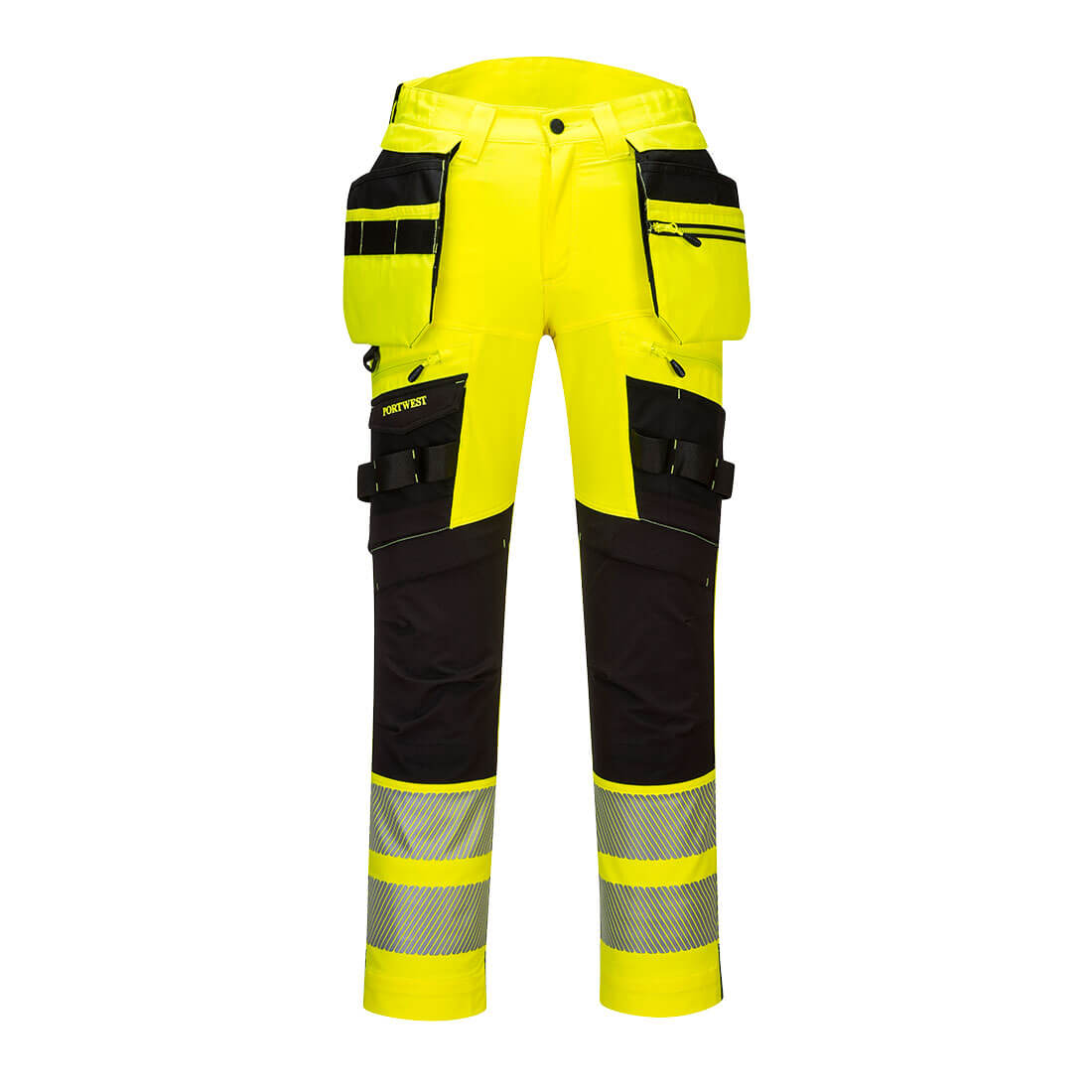 Kapesní kalhoty DX4 Hi-Vis s kapsou na zip Barva: žlutá-černá, Velikost: 33