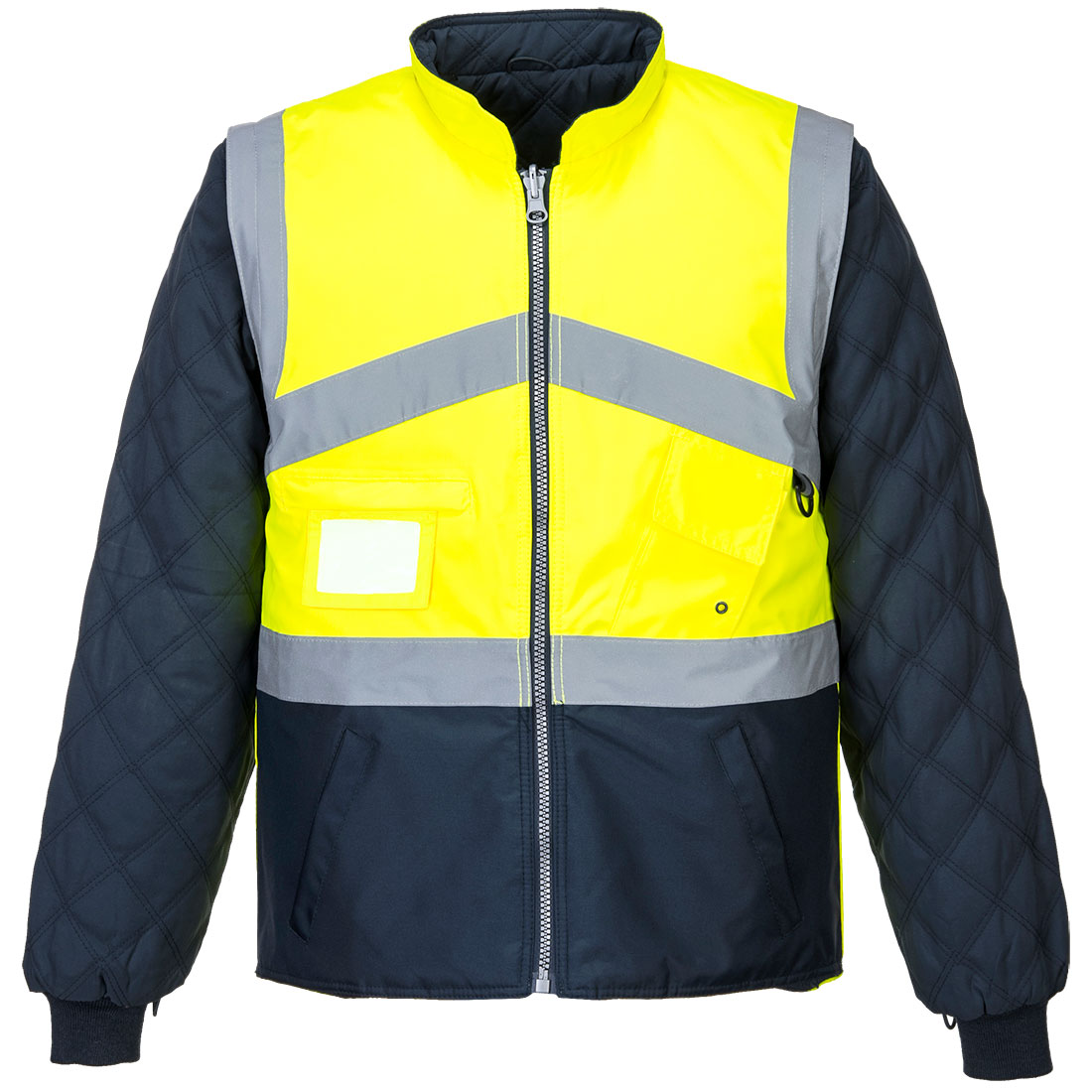 Oboustranná dvoubarevná bunda Hi-Vis Barva: žlutá-námořní modrá, Velikost: 2XL