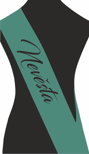 Šerpa NEVĚSTA Barva: emerald, Barva potisku: černá, Fonty písma: Blacksword