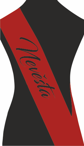 Šerpa NEVĚSTA Barva: červená, Barva potisku: černá, Fonty písma: Blacksword