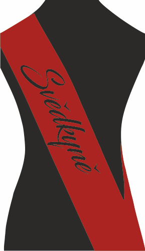 Šerpa SVĚDKYNĚ Barva: červená, Barva potisku: černá, Fonty písma: Blacksword