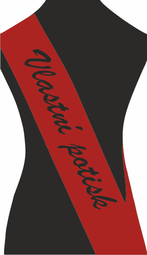 Šerpa VLASTNÍ POTISK Barva: červená, Barva potisku: černá, Fonty písma: Brush Script MT