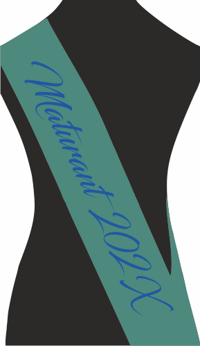 Šerpa MATURANT Barva: emerald, Barva potisku: modrá, Fonty písma: Blacksword