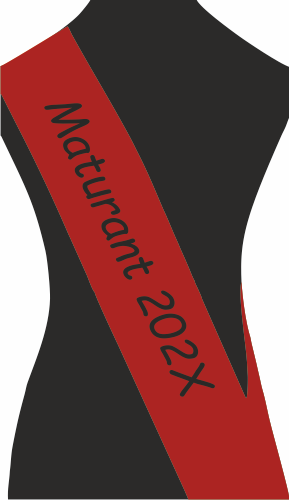Šerpa MATURANT Barva: červená, Barva potisku: černá, Fonty písma: Comic Sans MS