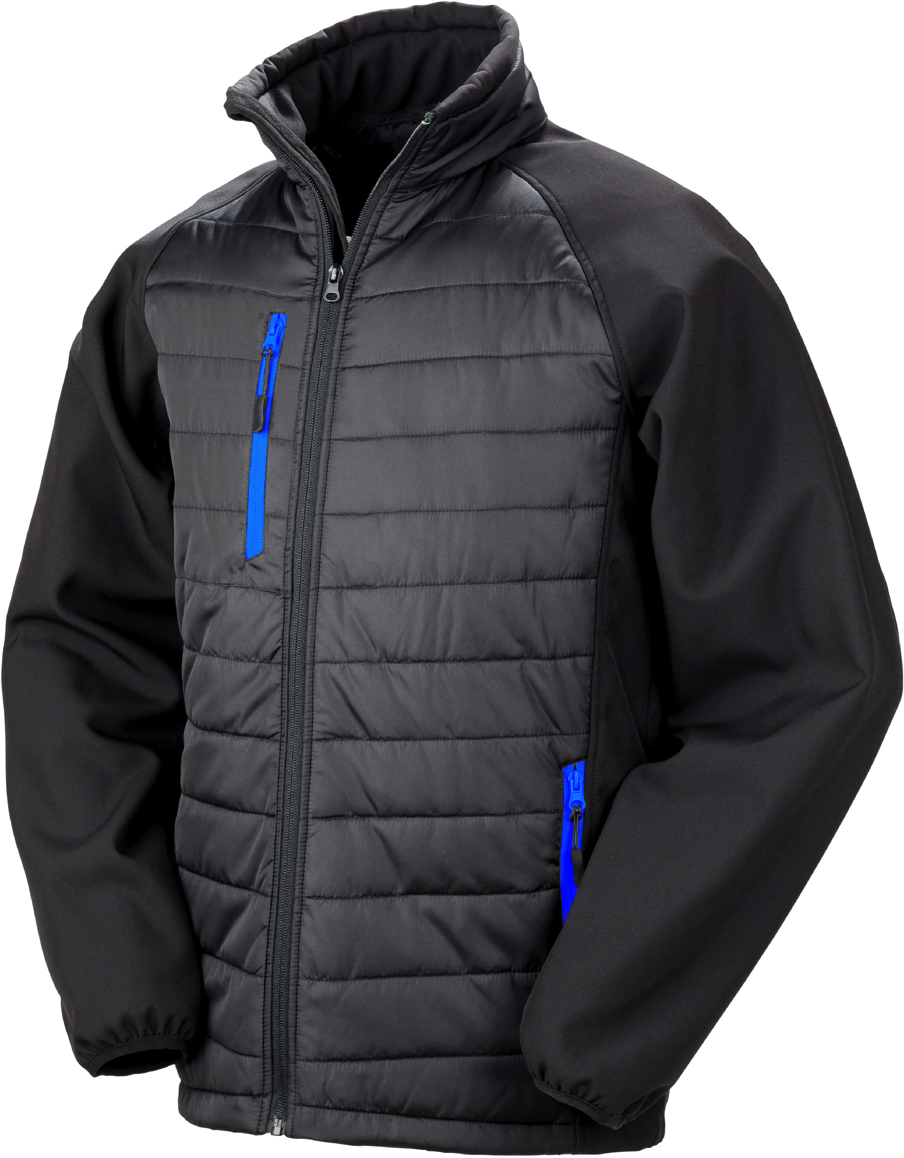 Polstrovaná softshell bunda Black Compass R237X Barva: černá-modrá, Velikost: S