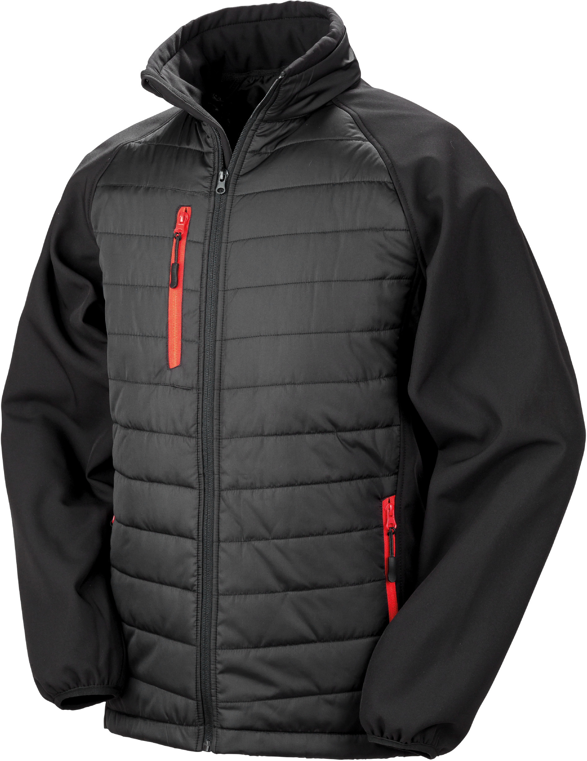 Polstrovaná softshell bunda Black Compass R237X Barva: černá-červená, Velikost: M