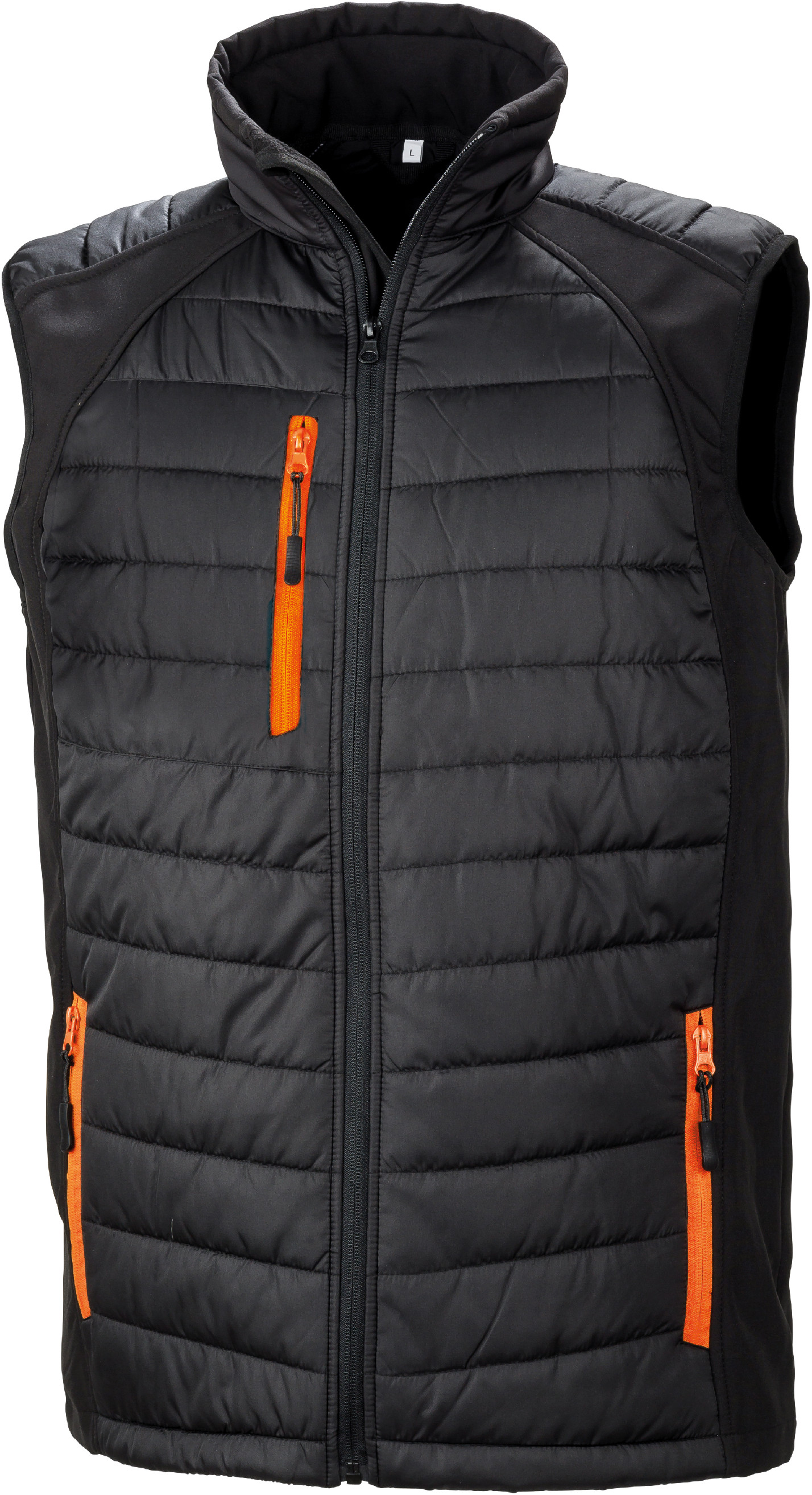 Polstrovaná softshell vesta Compass R238X Barva: černá-oranžová, Velikost: XL