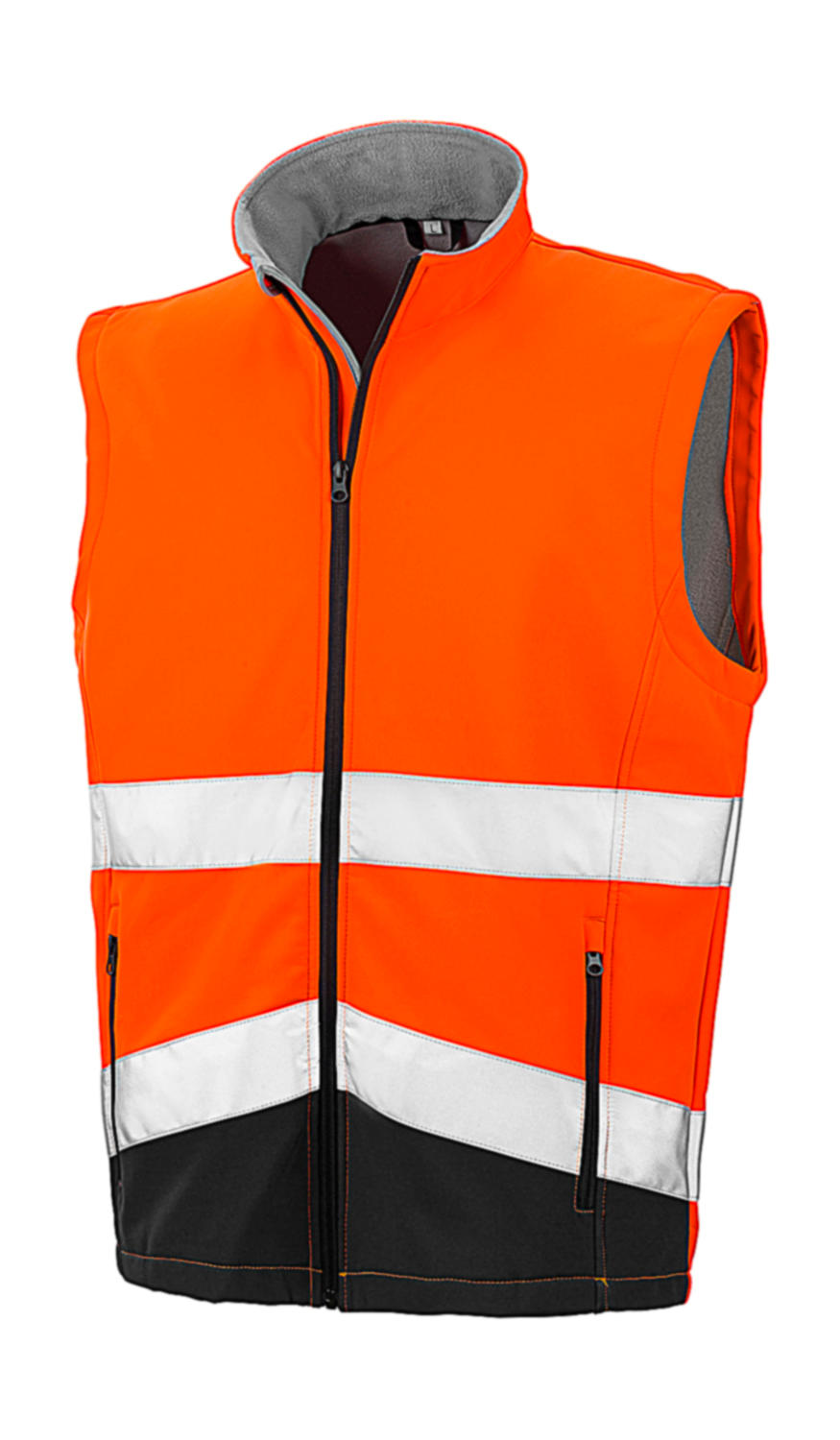 Potisknutelná reflexní Safety Softshell vesta Barva: oranžová-černá, Velikost: 4XL