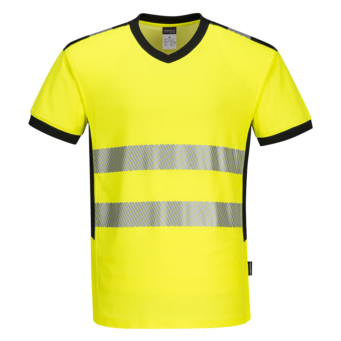 Tričko PW3 Hi-Vis s výstřihem do V Barva: žlutá-černá, Velikost: 2XL