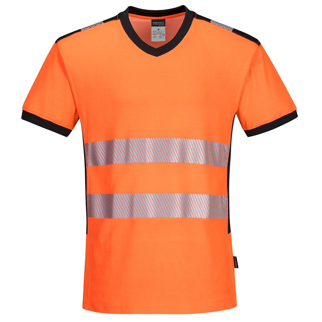 Tričko PW3 Hi-Vis s výstřihem do V Barva: oranžová-černá, Velikost: L