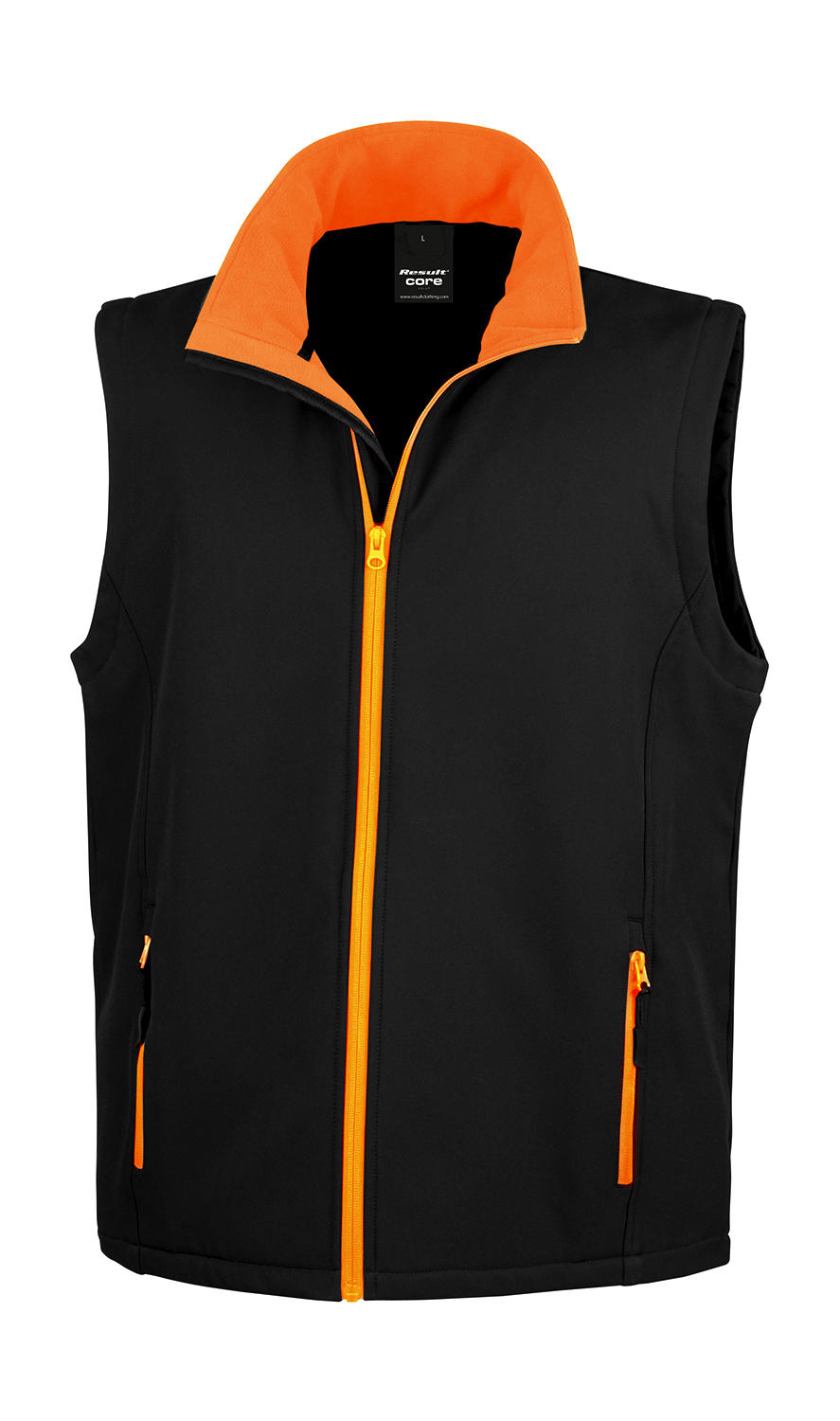 Potisknutelná Softshell Vesta Barva: černá-oranžová, Velikost: 2XL