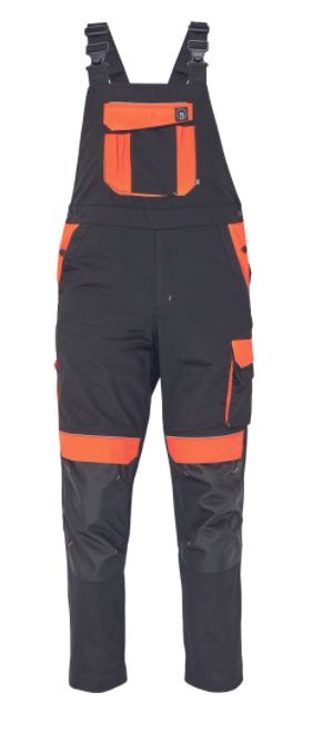 Pracovní kalhoty s laclem MAX VIVO Barva: černá-oranžová, Velikost: 64