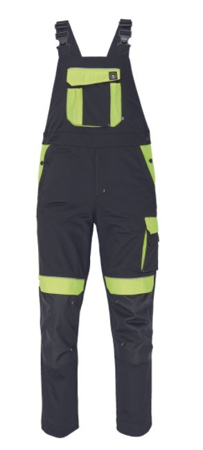 Pracovní kalhoty s laclem MAX VIVO Barva: černá-žlutá, Velikost: 60