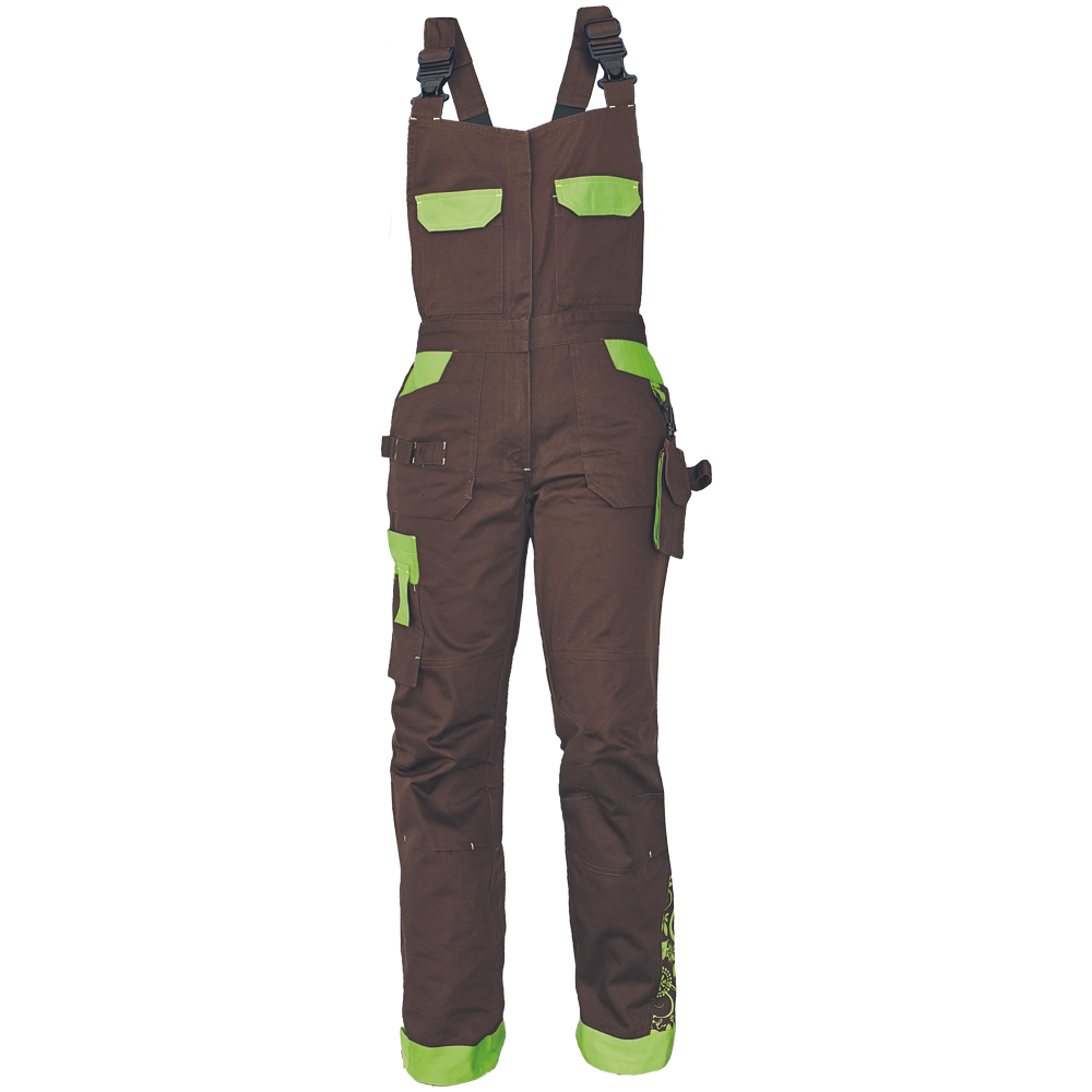 Dámské pracovní laclové kalhoty YOWIE Barva: hnědá-zelená, Velikost: 48