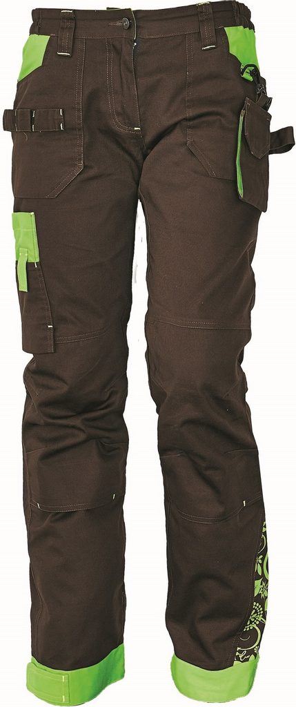 Dámské pracovní kalhoty YOWIE Barva: hnědá-zelená, Velikost: 48