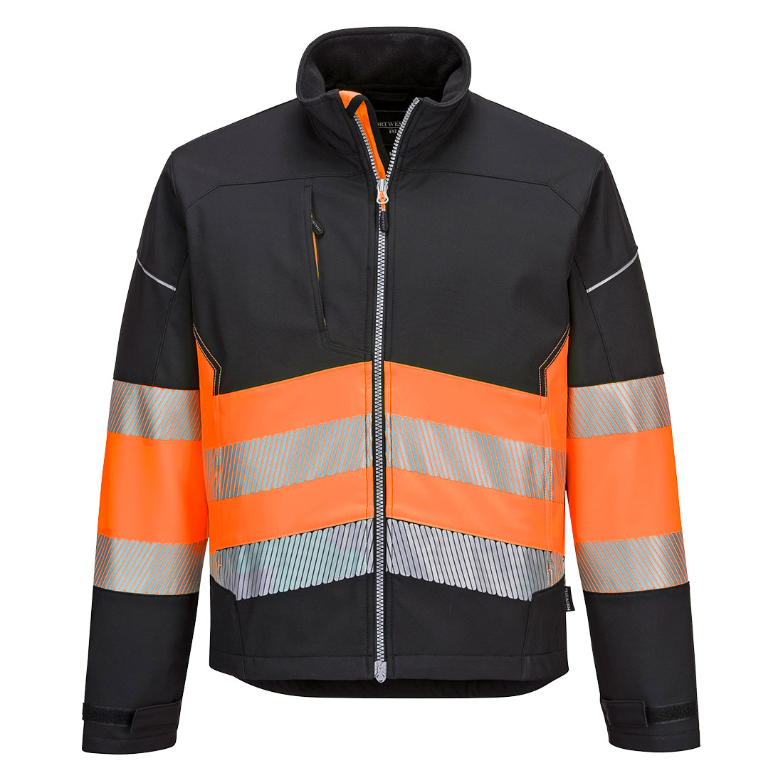 Softshellová bunda PW3 Hi-Vis Class 1 Barva: černá-oranžová, Velikost: 4XL