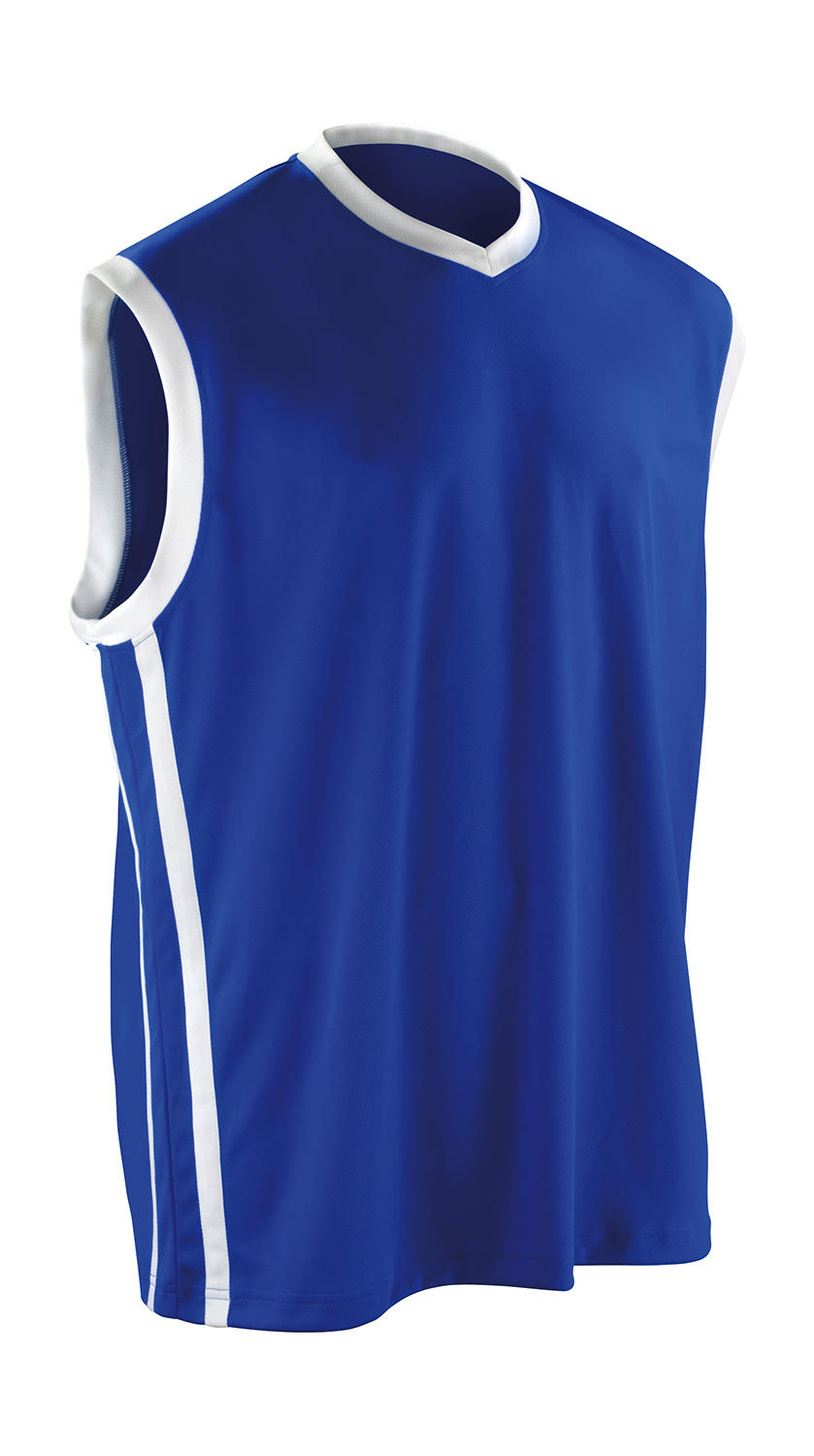 Pánský Quick Dry Basketball Top Barva: královská modrá-bílá, Velikost: 2XL