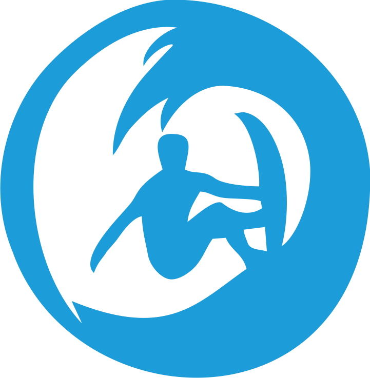 Potisk SURFISTA Barva: azurově modrá, Velikost motivu: 8 cm