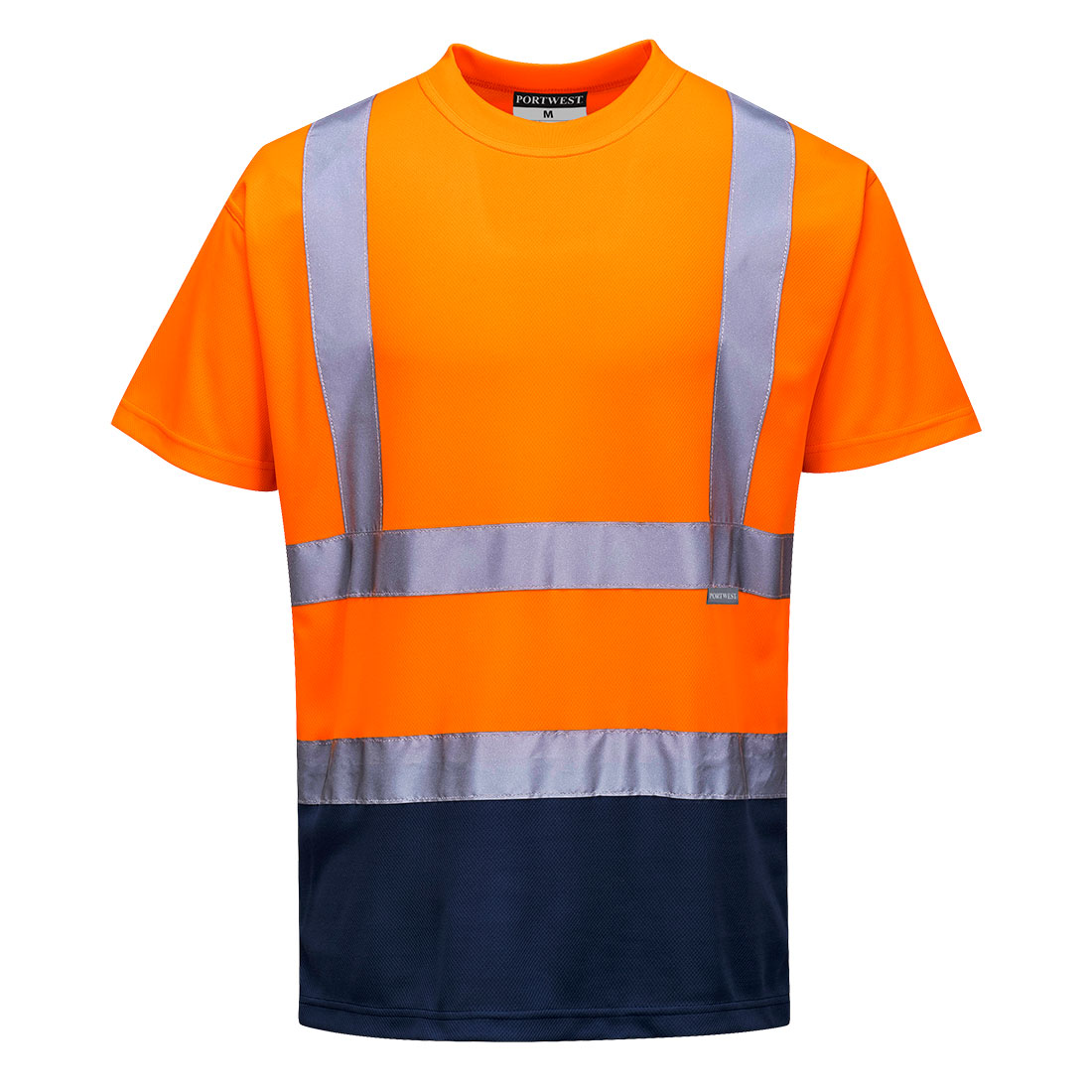 Dvoubarevné reflexní triko Barva: oranžová-námořní modrá, Velikost: L