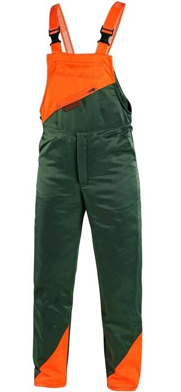 Pánské kalhoty proti pořezu LESNÍK 182 cm Barva: zelená-oranžová, Velikost: 56