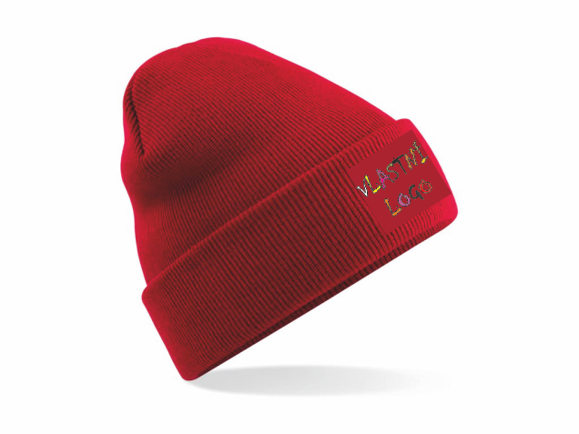 Originální zimní čepice s potisknutelnou nášivkou Barva: červená