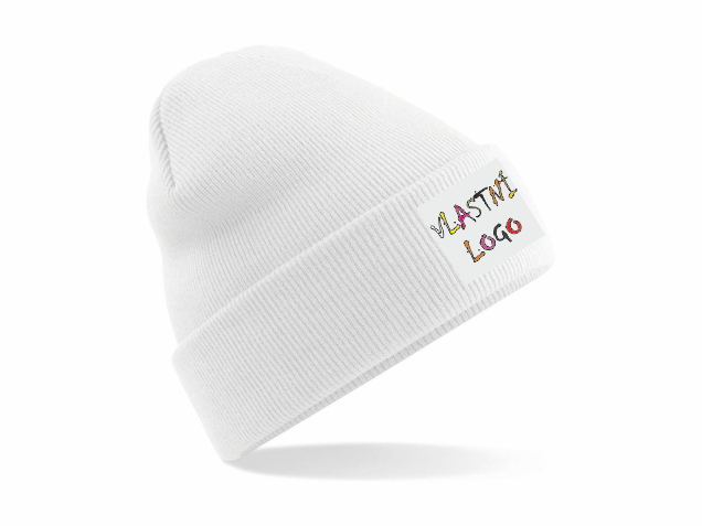 Originální zimní čepice s potisknutelnou nášivkou Barva: bílá