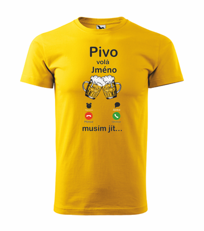 Tričko pánské PIVO VOLÁ Barva: žlutá, Velikost: L