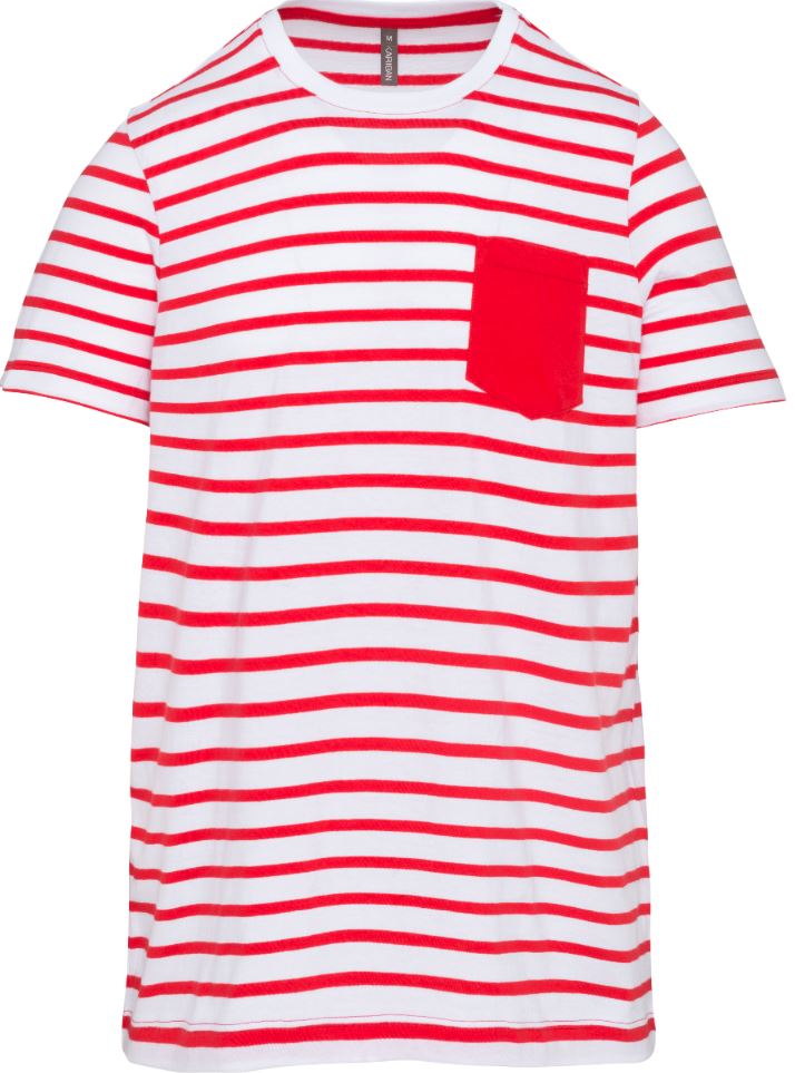 Dětské pruhované tričko s kapsičkou Barva: bílá-červená, Velikost: 4-6 let