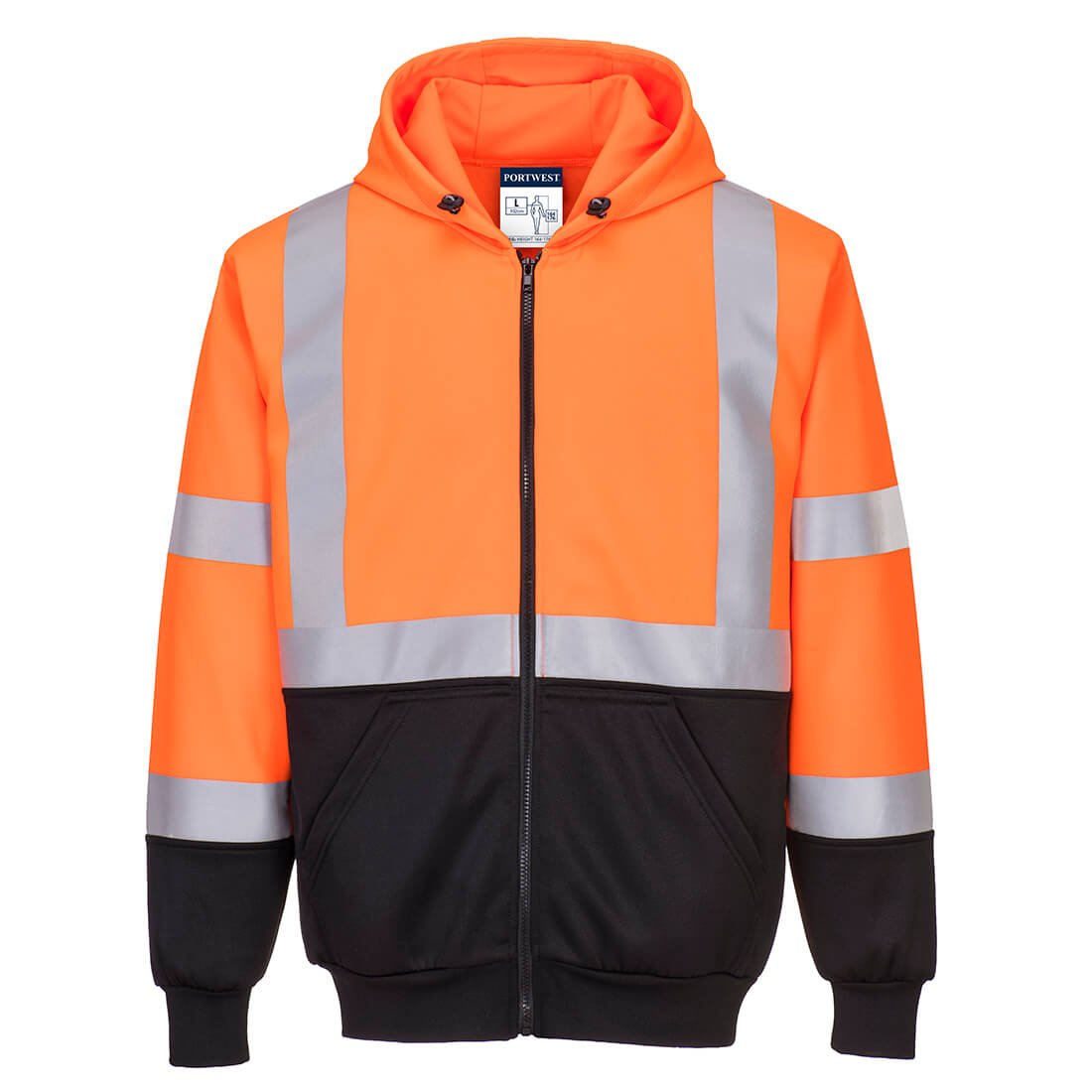 Dvoubarevná Hi-Vis mikina s kapucí Barva: oranžová-černá, Velikost: 3XL