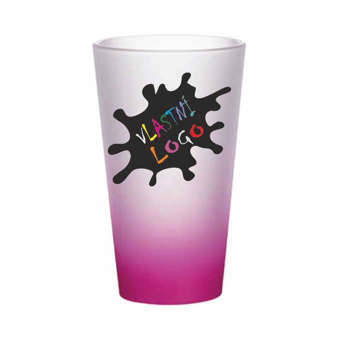 Velká matná latte sklenice s vlastním potiskem Barva: růžová