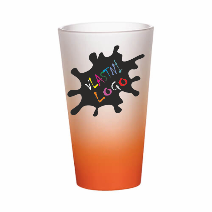 Velká matná latte sklenice s vlastním potiskem Barva: oranžová