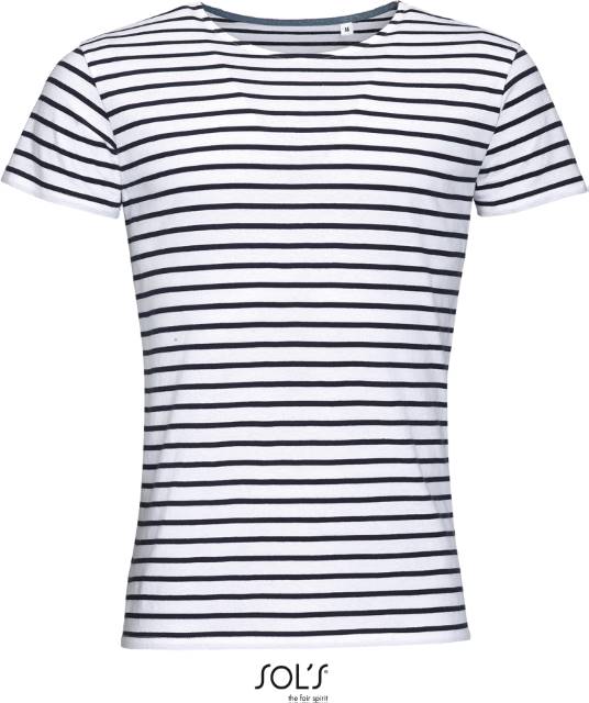 Pánské pruhované triko SOL'S Miles Men Barva: bílá-námořní modrá, Velikost: M