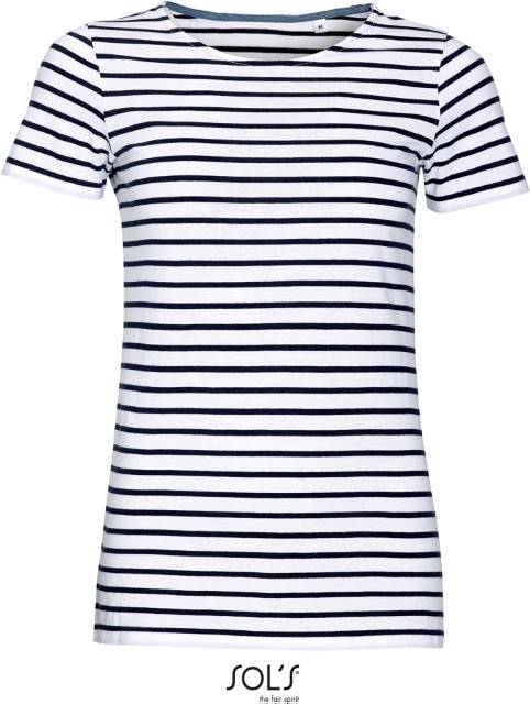 Dámské pruhované triko SOL'S Miles Women Barva: bílá-námořní modrá, Velikost: S