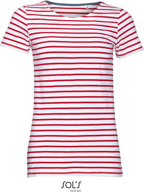 Dámské pruhované triko SOL'S Miles Women Barva: bílá-červená, Velikost: XL