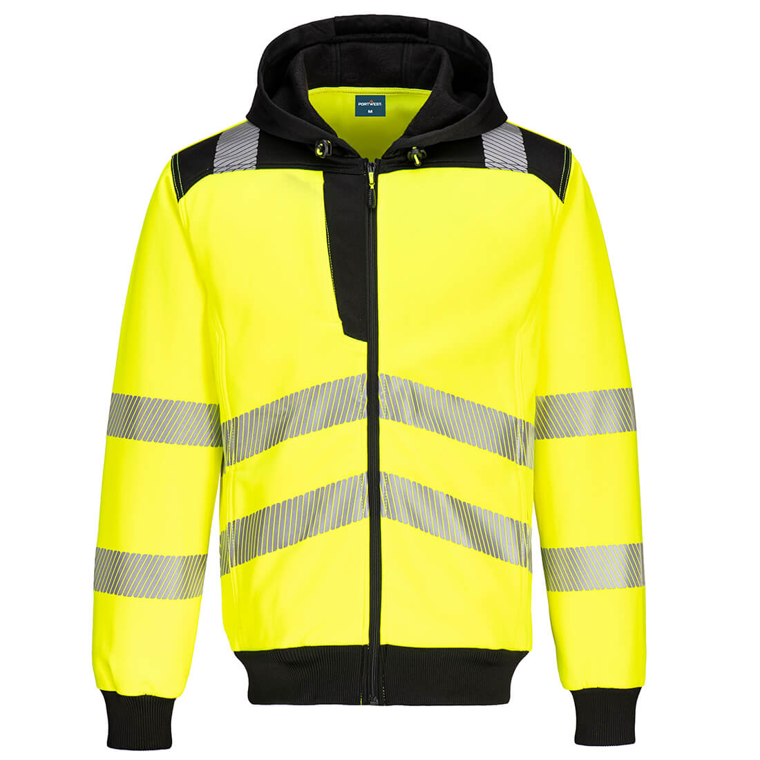 PW3 Hi-Vis mikina s kapucí na zip Barva: žlutá-černá, Velikost: XL