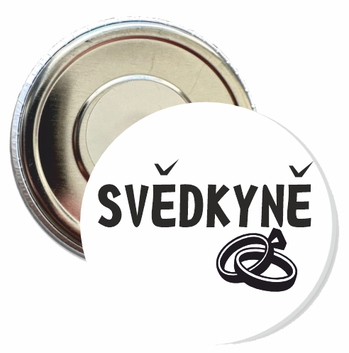 Placka s motivem Svědkyně 32 mm Typ buttonu: magnet, Barva: bílá, Barva potisku: černá