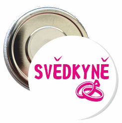 Placka s motivem Svědkyně 32 mm Typ buttonu: magnet, Barva: bílá, Barva potisku: purpurová