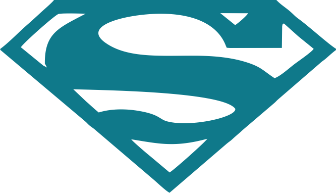 Potisk SUPERMAN 2 Barva: tmavý tyrkys, Velikost motivu: 8 cm
