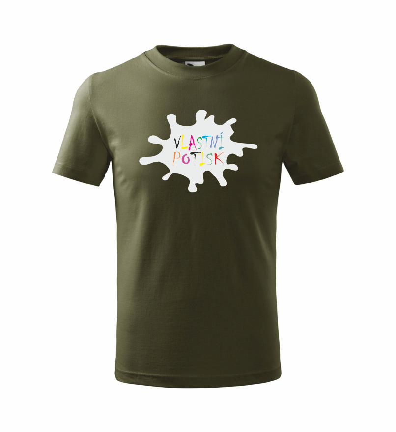Dětské triko s vlastním potiskem Barva: military, Velikost: 134 cm/8 let, Umístění potisku: přední část