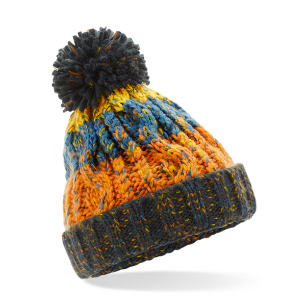 Dětská čepice s bambulí Corkscrew Beanie B486B Barva: šedá-oranžová, Velikost: uni