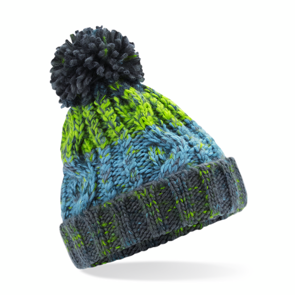 Dětská čepice s bambulí Corkscrew Beanie B486B Barva: šedá-zelená, Velikost: uni