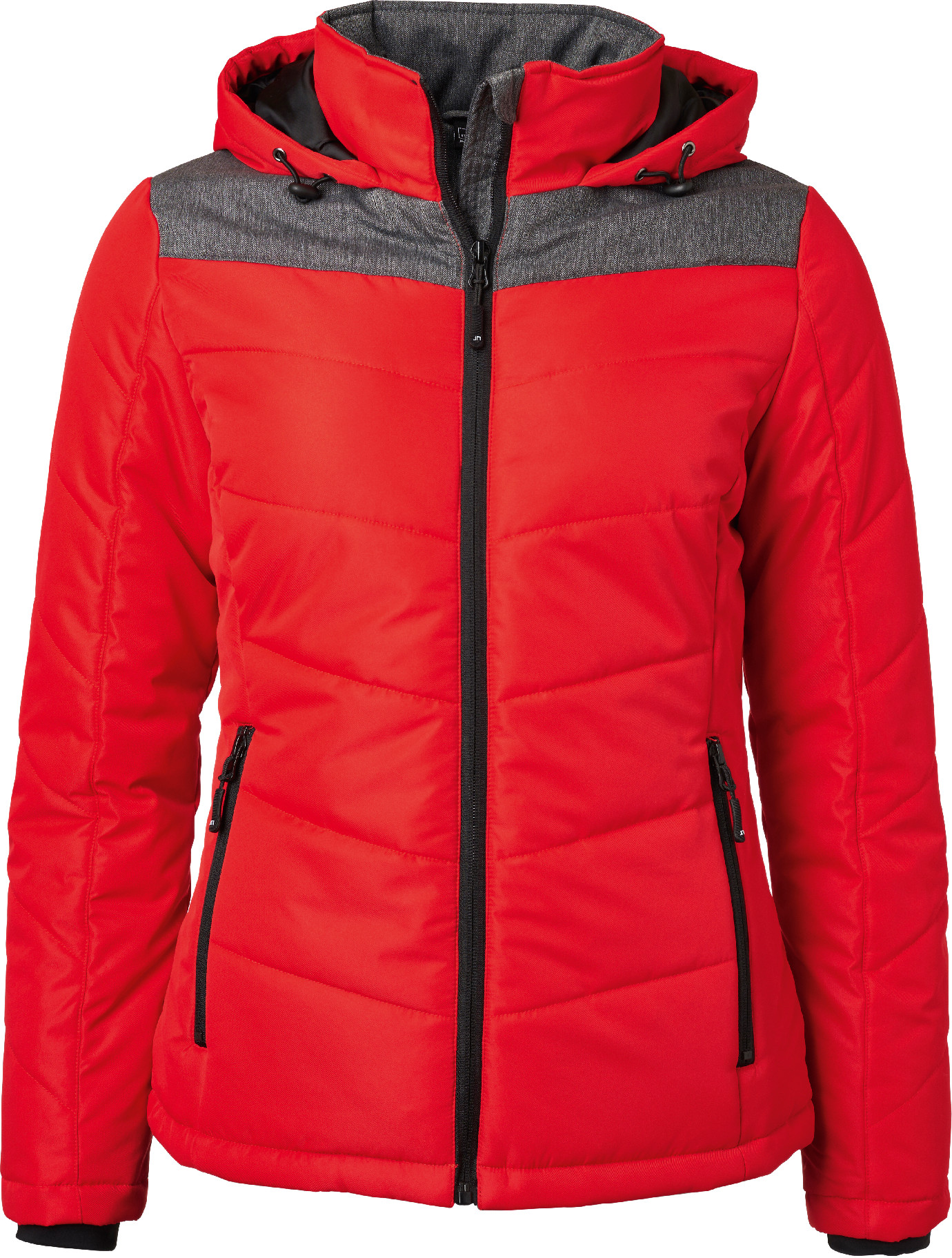 Dámská zimní bunda JN 1133 Barva: červená-šedá, Velikost: M