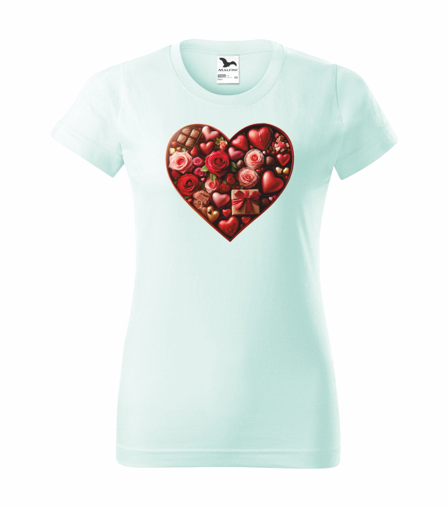 Dámské tričko s potiskem SRDCE VALENTÝN Barva: frost, Velikost: XL