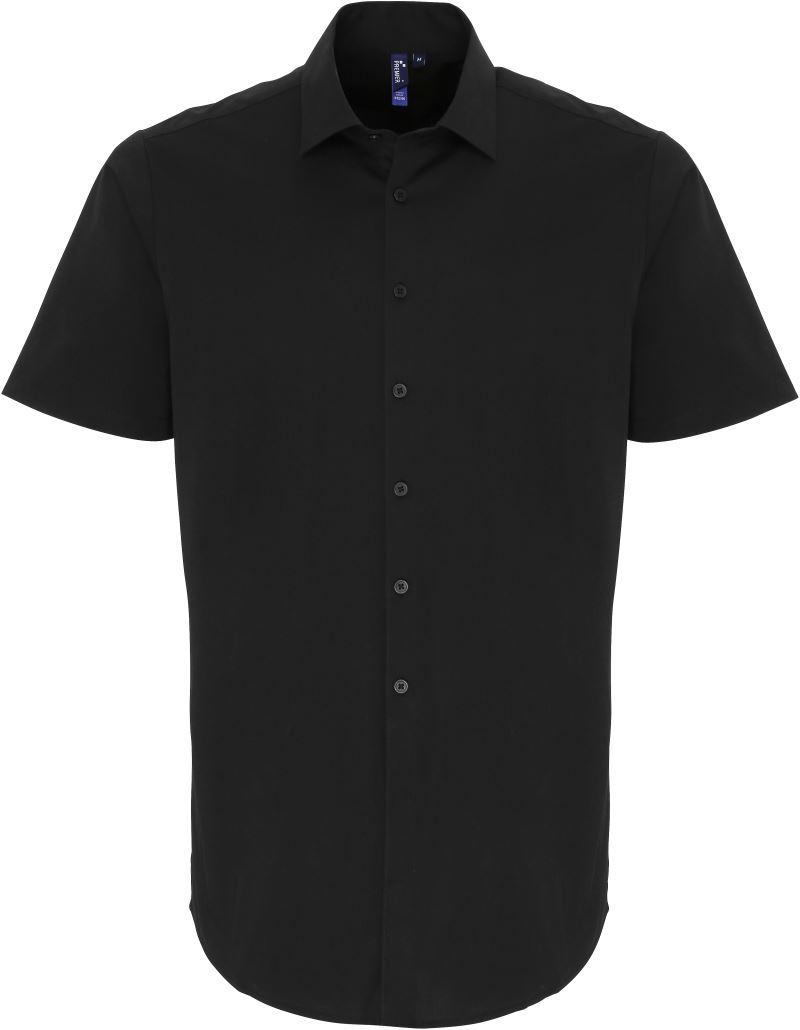 Pánská popelínová elastická košile PR246 Barva: černá, Velikost: 4XL