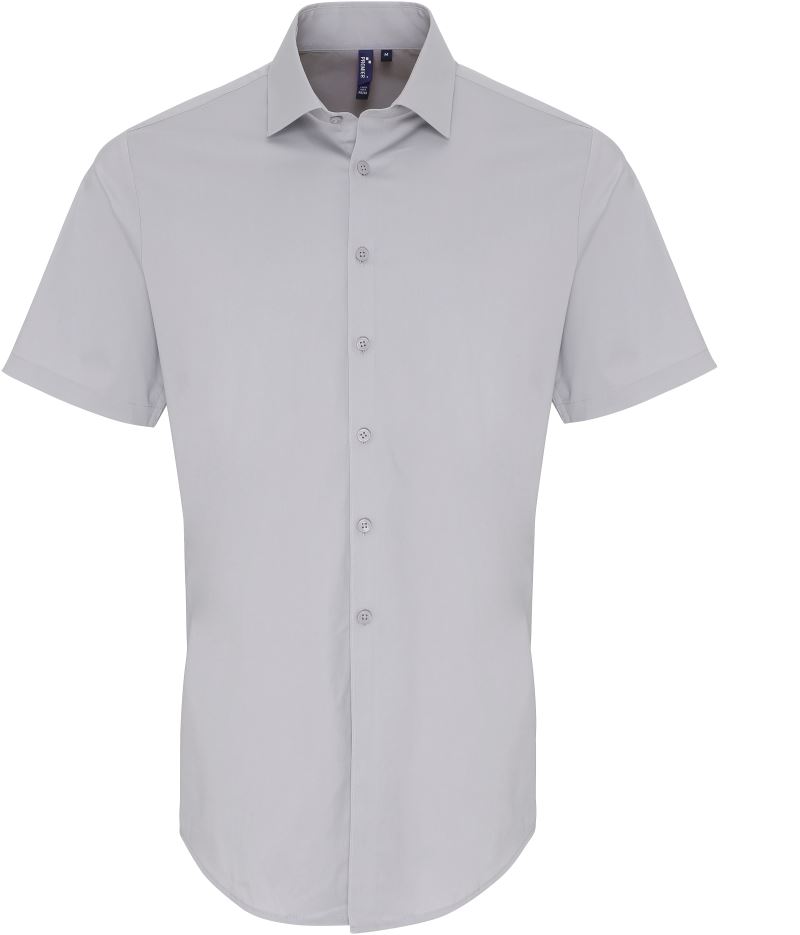 Pánská popelínová elastická košile PR246 Barva: stříbrná, Velikost: XS